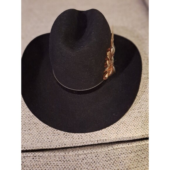 Vintage Bailey Western Custom Cowboy BLACK Dura-felt 6 7/8 - Picture 3 of 12